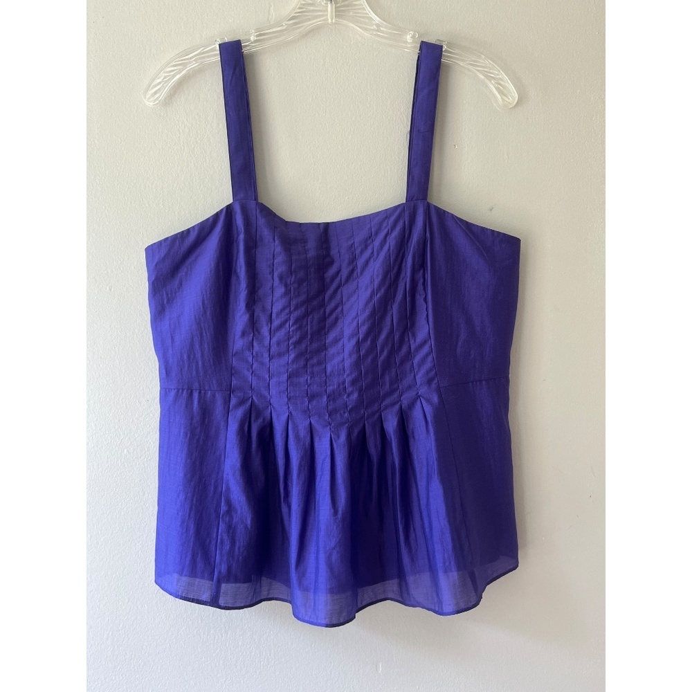 Banana Republic Sz 8 Pleated Purple Camisole Tank‎ Top Lined Back Zip Tencel - Picture 2 of 9